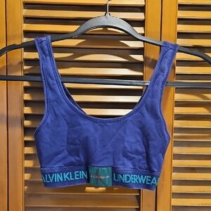 Calvin Klein Blue Logo Band Scoop Bralette